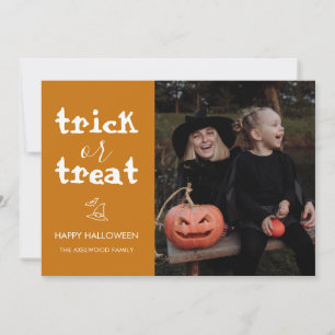 Tarjeta Festiva Guión caprichoso de truco o trato Foto de Hallowee