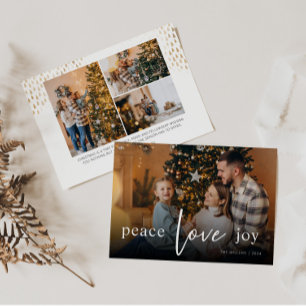 Tarjeta Festiva Guión completo de foto de Paz Amor Alegría