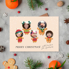 Tarjeta Festiva Guión corto y Navidades foto de la familia Gingerb