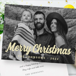 Tarjeta Festiva Guión Cursivo Simple Moderno Saludo Foto Familiar