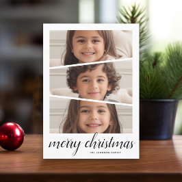 Tarjeta Festiva Guión de 3 Navidades fotográficos - Patrón de medi