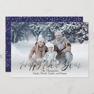 Tarjeta Festiva Guión de caligrafía de Año Nuevo Feliz Simple 1 Fo