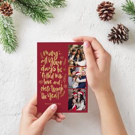Tarjeta Festiva Guión de Collage de Fotos de Año Nuevo Moderno