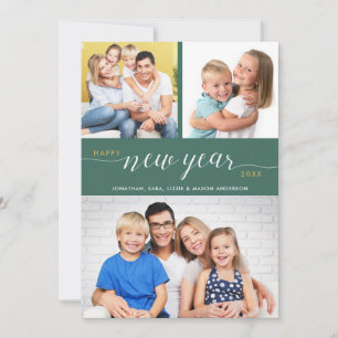 Tarjeta Festiva Guión de collage de fotos Feliz Año Nuevo