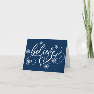 Tarjeta Festiva Guión de creencia   Copo de nieve de los Navidades
