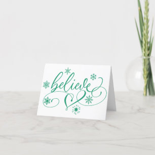 Tarjeta Festiva Guión de creencia Navidades verdes que nadan con