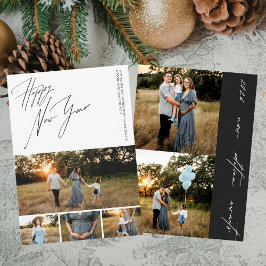 Tarjeta Festiva Guión de Feliz Año Nuevo 6-Collage de Fotos Embara