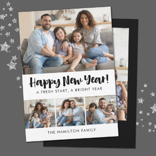 Tarjeta Festiva Guión de Feliz Año Nuevo Familia 5 Fotocolage