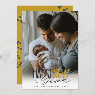 Tarjeta Festiva Guión de firma simple Feliz Año Nuevo