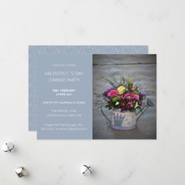 Tarjeta Festiva Guión de foto de cena de fiesta con foto azul mode