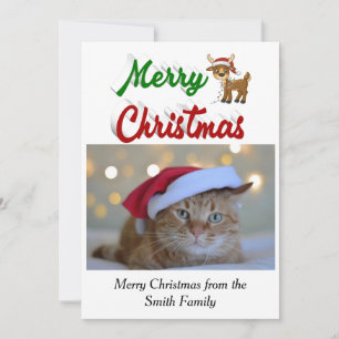 Tarjeta Festiva Guión de foto de reno navideño