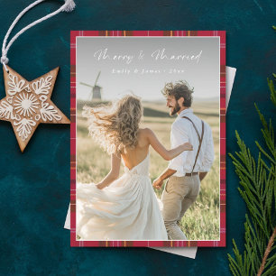 Tarjeta Festiva Guión de juego Merry y Navidades recién casados