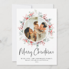 Tarjeta Festiva Guión de Navidades de guirnaldas botánicas de eleg