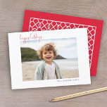 Tarjeta Festiva Guión de Navidades fotográficos horizontales Mínim<br><div class="desc">Usa una foto y haz un saludo de Navidad único y a la moda con un patrón simple en la parte trasera. Si necesita mover algo,  haga clic en el botón personalizar para realizar cambios.</div>