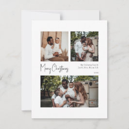 Tarjeta Festiva Guión de Navidades modernos centrado en tres fotos