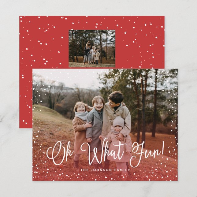 Tarjeta Festiva Guión de nieve moderno 2 Foto (Anverso / Reverso)