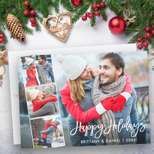 Tarjeta Festiva Guión de pincel Feliz Fiestas Pareja 4 Foto