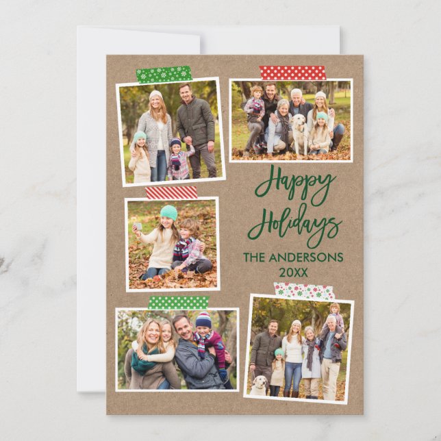 Tarjeta Festiva Guión de pincel Kraft de Cinta de vacaciones felic (Anverso)