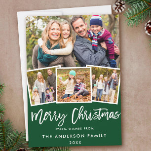 Tarjeta Festiva Guión de pincel moderno 4 Navidades de fotografía