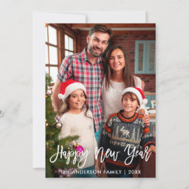 Tarjeta Festiva Guión de pincel moderno fotográfico Feliz Año Nuev