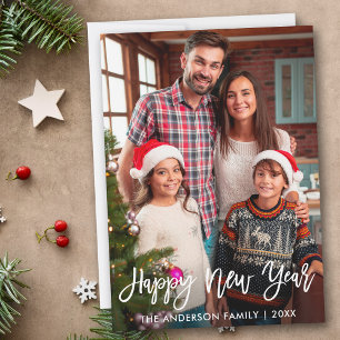Tarjeta Festiva Guión de pincel moderno fotográfico Feliz Año Nuev