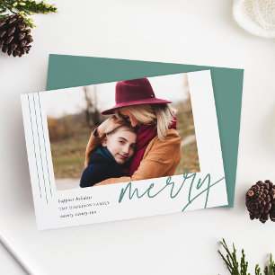 Tarjeta Festiva Guión de recorte Merry Foto horizontal