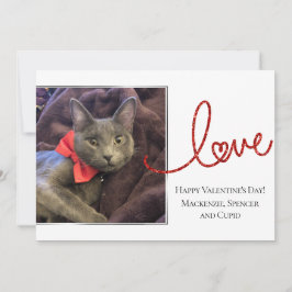 Tarjeta Festiva Guión del corazón de amor | Foto moderna en blanco