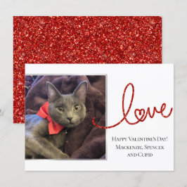 Tarjeta Festiva Guión del corazón de amor | Foto moderna en blanco