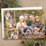 Tarjeta Festiva Guión del pincel Familia Felices Fiestas 4 Foto<br><div class="desc">Guión de pincel moderno Felices Fiestas Familia 4 Tarjeta de fotos</div>