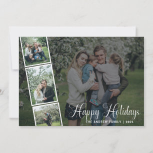 Tarjeta Festiva Guión del pincel Familia Felices Fiestas 4 Sobrepo