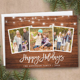 Tarjeta Festiva Guión del pincel ilumina madera rústica 3 foto