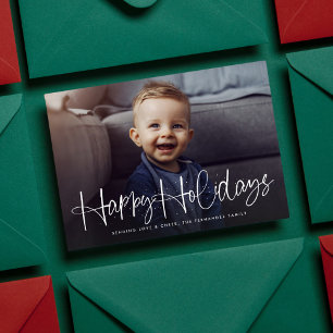 Tarjeta Festiva Guión divertido y feliz, simple, con una foto