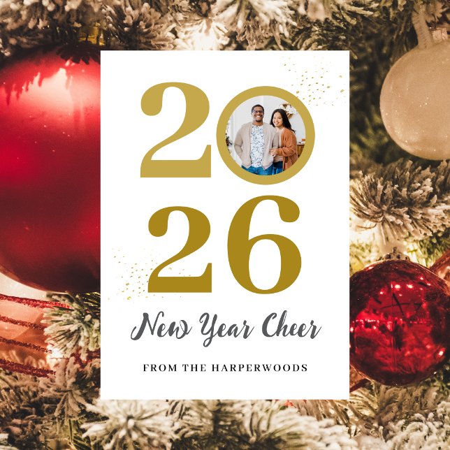 Tarjeta Festiva Guión elegante de moda Feliz Año Nuevo Uno Foto (Subido por el creador)