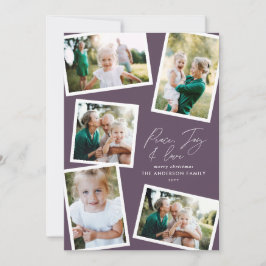 Tarjeta Festiva Guión elegante multifoto moderno púrpura