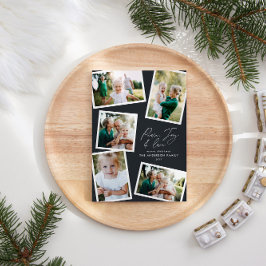 Tarjeta Festiva Guión elegante multifotográfico moderno negro