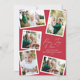 Tarjeta Festiva Guión elegante multifotográfico rojo