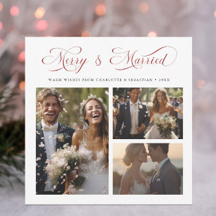 Tarjeta Festiva Guión elegante rojo merry y casado 3 foto