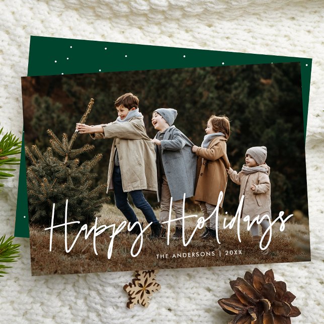 Tarjeta Festiva Guión escrito a mano Verde Feliz Feriado (Subido por el creador)