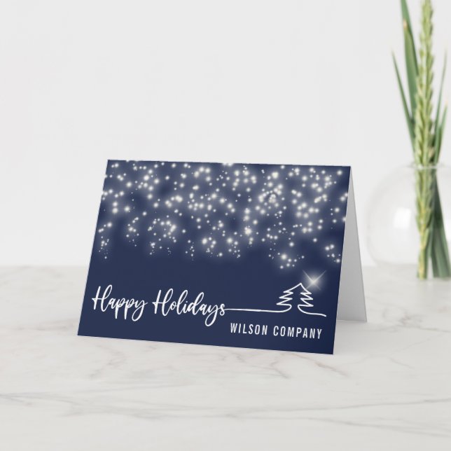 Tarjeta Festiva Guión espumoso Felices vacaciones corporativas (Anverso)