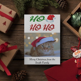 Tarjeta Festiva Guión fotográfico de Navidades Ho Ho Santa Hat