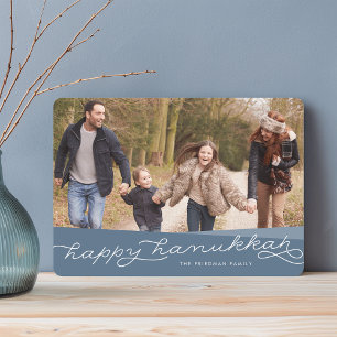 Tarjeta Festiva Guión Geo Azul Slate   Foto de Hanukkah