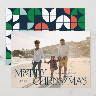 Tarjeta Festiva Guión geométrico de Navidades de fotos brillantes 