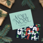 Tarjeta Festiva Guión geométrico H de los Navidades noel brillante<br><div class="desc">Brillante y colorido diseño de vacaciones de escritura de escritura tipografía geométrica de Noel Navidad. Rojo,  verde,  agua,  azul marino y rosa.</div>