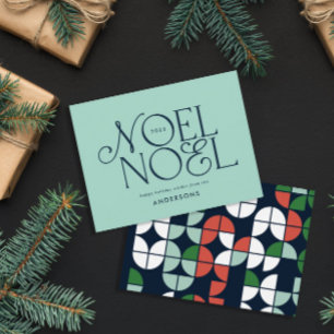 Tarjeta Festiva Guión geométrico H de los Navidades noel brillante