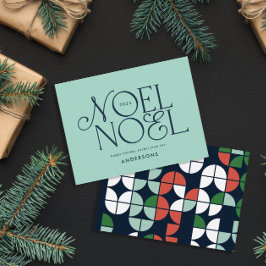 Tarjeta Festiva Guión geométrico H de los Navidades noel brillante