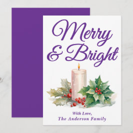Tarjeta Festiva Guión manuscrito morado morado y brillante