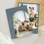 Tarjeta Festiva Guión minimalista Felices Fiestas Foto Gris Azul<br><div class="desc">Guión minimalista Felices vacaciones Foto Tarjeta navideña gris azul</div>