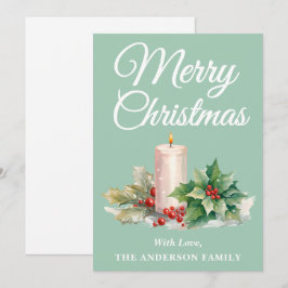 Tarjeta Festiva Guión minimalista Merry Christmas Mint Green