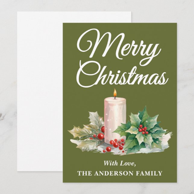 Tarjeta Festiva Guión minimalista Merry Christmas Mint Green (Anverso / Reverso)