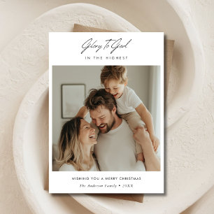 Tarjeta Festiva Guión Mínimo Gloria A Dios Navidades Sagrados Foto